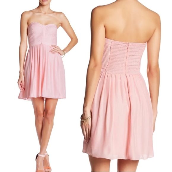 NWT Parker Pale Pink Silk Strapless Sweetheart Neckline Mini Dress sz S - Picture 13 of 14